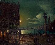 Markusplatz in Venedig im Mondlicht Ippolito Caffi